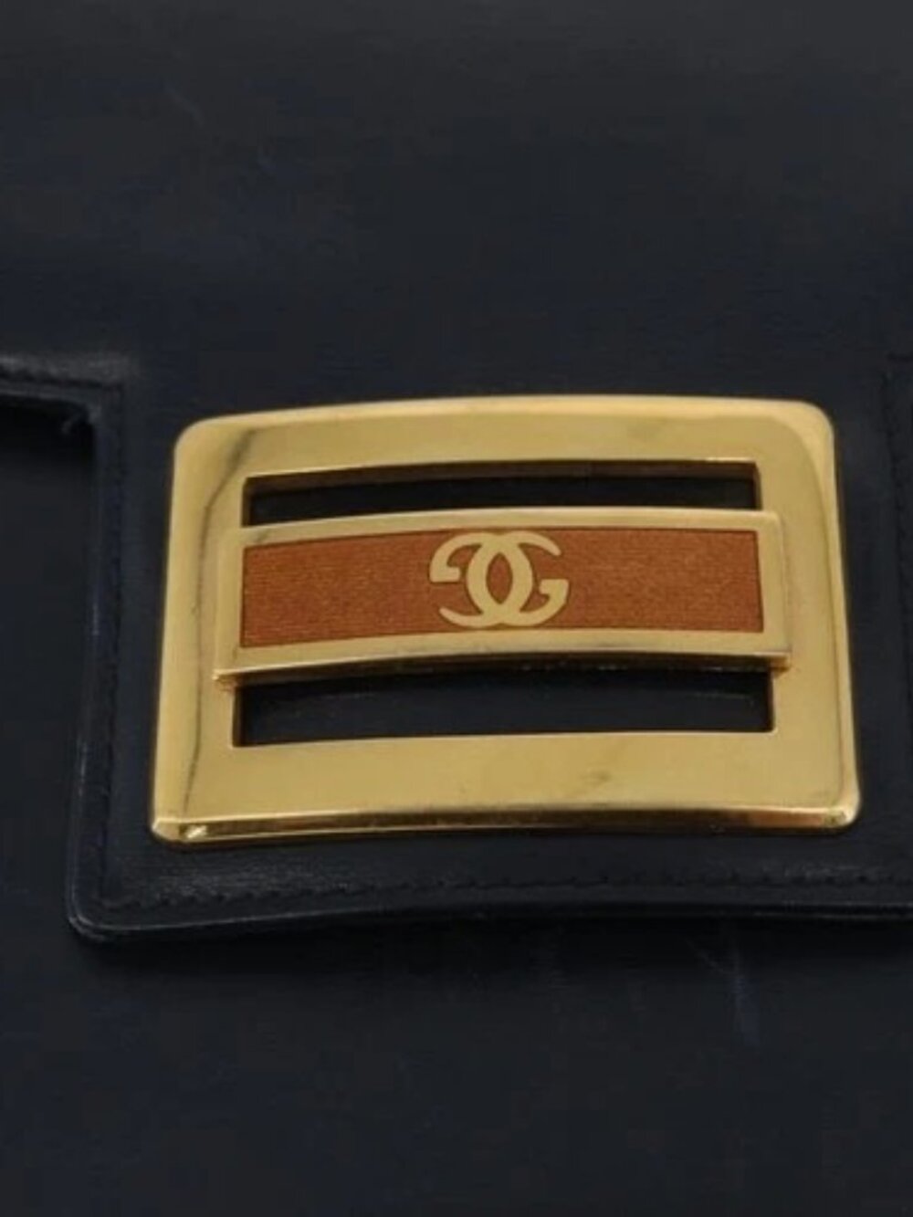 GUCCI Shoulder Bag Leather Navy Gold Auth 169677 - Picture 12 of 15